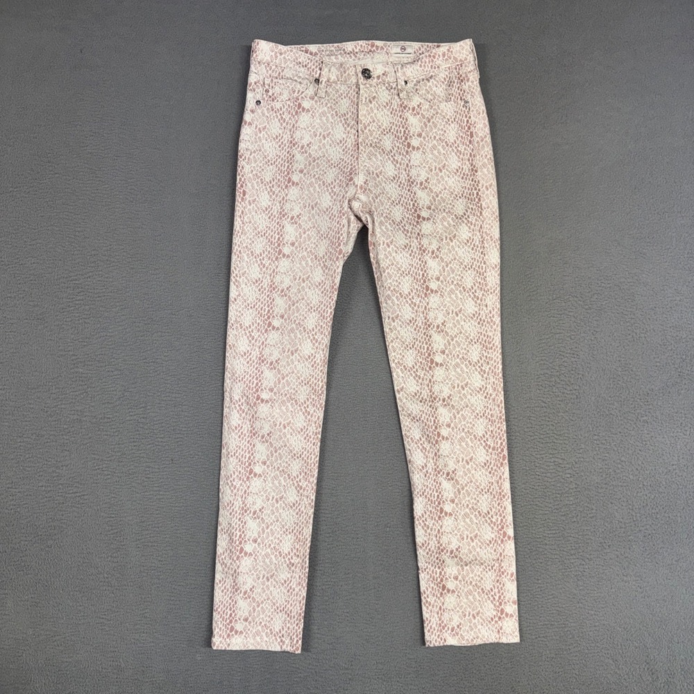 AG Jeans Womens 26 Pink Snakeskin Skinny The Prima Ankle Stretch Denim Preppy